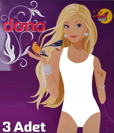 Kalın Askılı Pamuklu Body 3 Adet Dono 3320 - Beyaz