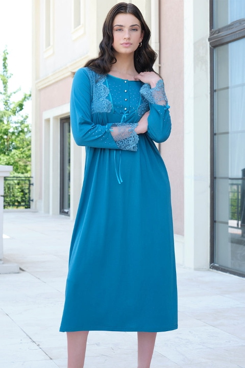 Kolları Dantelli Lohusa Gecelik Bone 5520 - 2