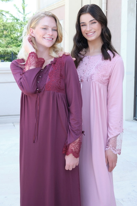 Kolları Dantelli Lohusa Gecelik Bone 5520