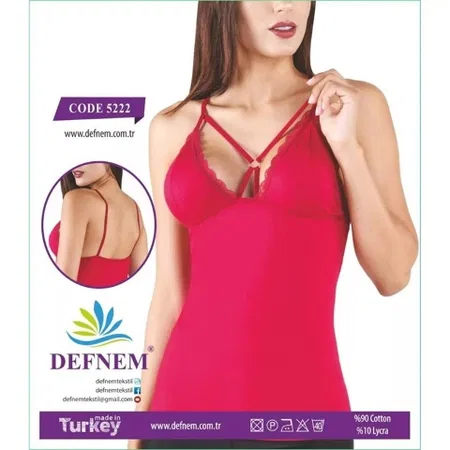 Çapraz Askılı Dantelli Pamuklu Kadın Atlet Defnem 5222 - Bordo