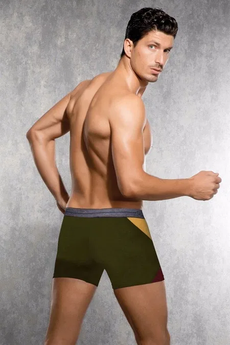 Modal Esnek Bel Lastiği Desenli Boxer Doreanse 1714 - Haki