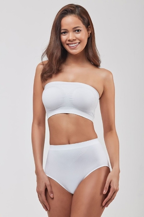 Dikişsiz Straplez Büstiyer Geniş Silikon Bant Elite Life 776 - Beyaz