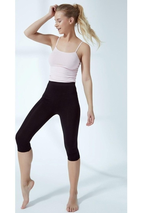 Yüksek Bel Esnek Diz Altı Tayt Elite Life 403 - Siyah