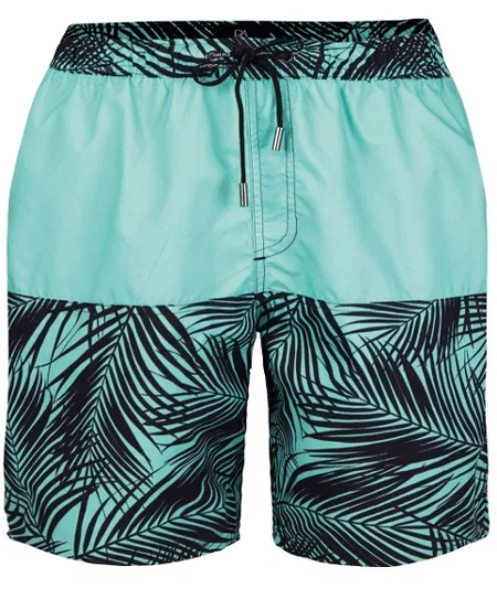 Polyester Turkuaz Palmiye Desenli Uzun Şort Doreanse 3824