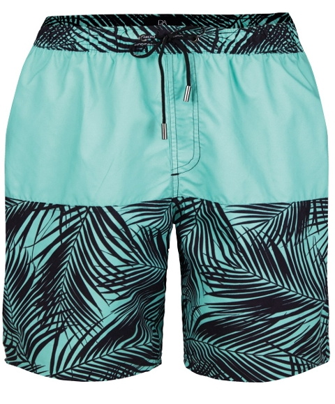 Polyester Turkuaz Palmiye Desenli Uzun Şort Doreanse 3824 - Hawaii