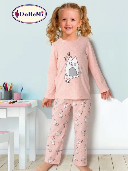 Doremi Kız Çocuk Pijama Takım 002-000823 - Pembe Melanj