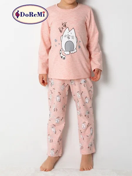 Doremi Kız Çocuk Pijama Takım 002-000823 - Pembe Melanj