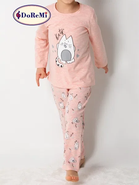 Doremi Kız Çocuk Pijama Takım 002-000823 - Pembe Melanj