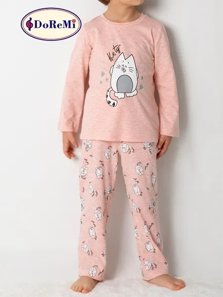 Doremi Kız Çocuk Pijama Takım 002-000823 - Pembe Melanj