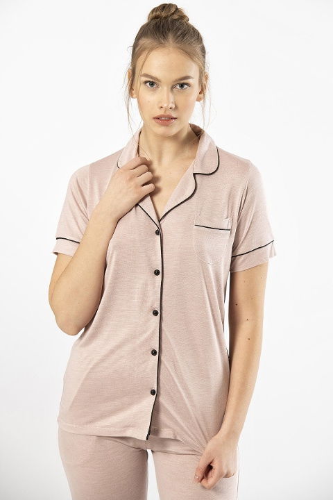 Viskon Polyester Kısa Kollu Kadın Pijama Takımı Türen 3368 - 2