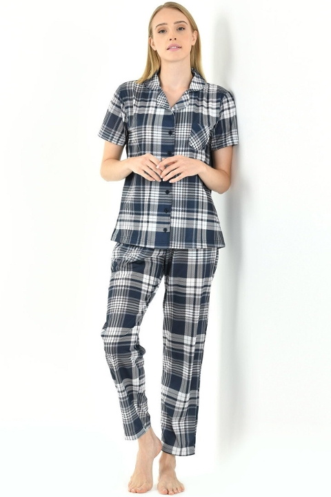 Yeni İnci Ekose Kadın Gömlekli Pijama Takımı Yeni İnci 1800