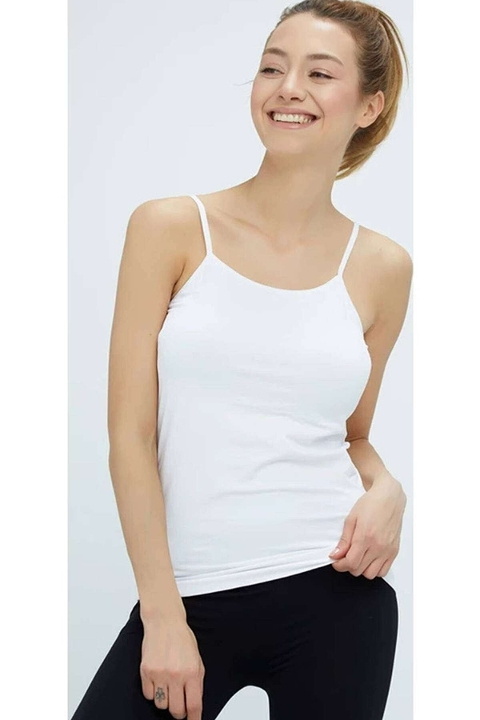 İnce Askılı Uzun Atlet Pamuklu Elite Life 846 - Beyaz