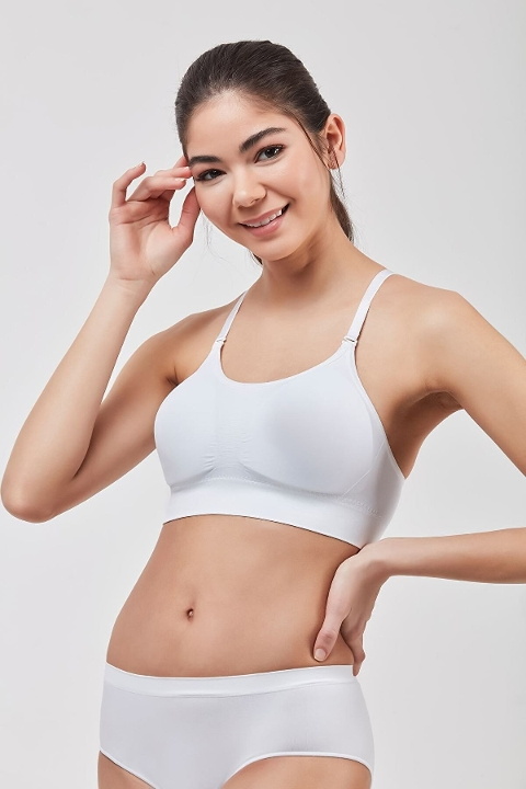 Dikişsiz Sünger Destekli Sporcu Sütyeni Elite Life 750 - Beyaz