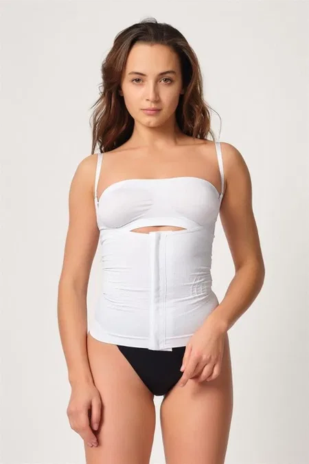 Kademeli Kompresyonlu Agraflı Korse Emay 2030 - Beyaz