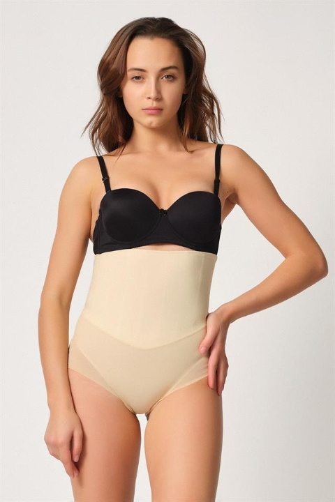 Kademeli Kompresyonlu Tüllü Karyokalı Korse Emay 2945 - Ten