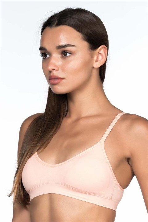 Dantel Detaylı Pedli Büstiyer Sütyen Emay 4020 - Pudra