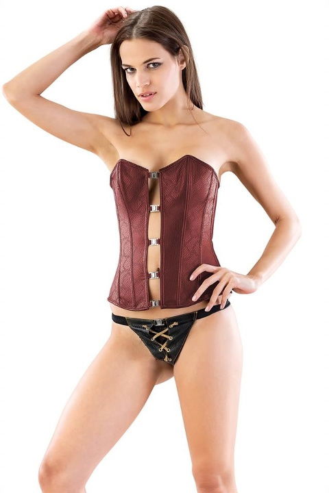 Deri Dikiş Detaylı Büstiyer Takım Emay 9106