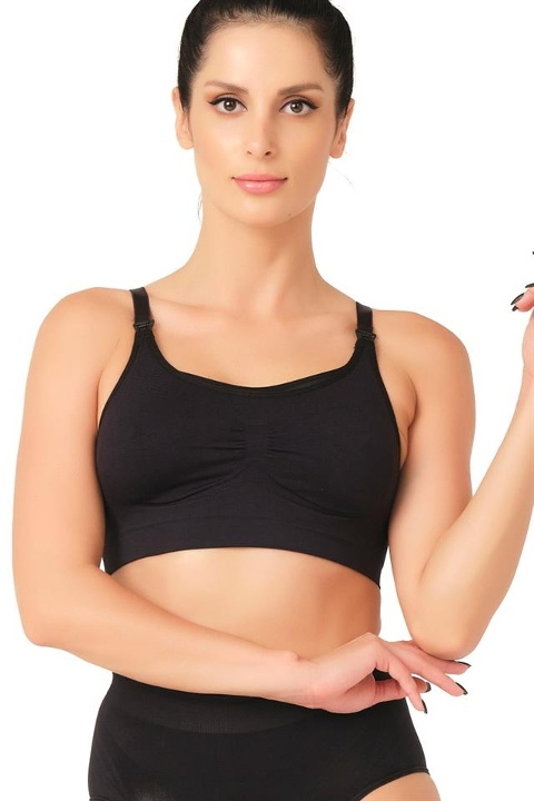 Pamuklu Astarlı Emzirme Sütyeni Emay 5320 - Siyah