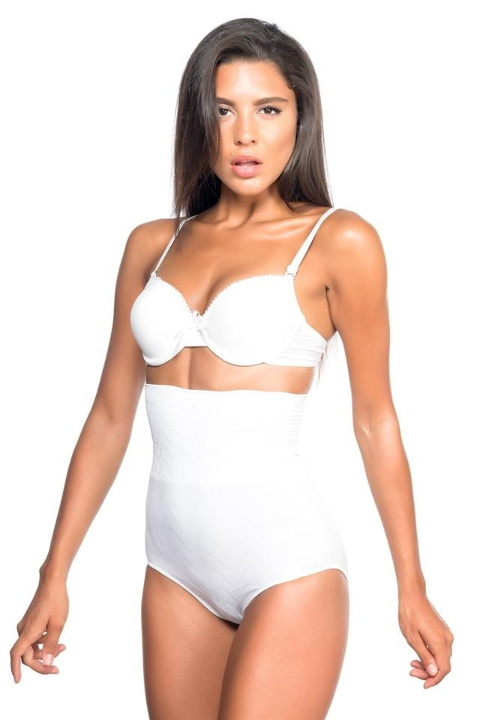 Yüksek Bel Desenli Slip Korse Emay 2079 - Beyaz