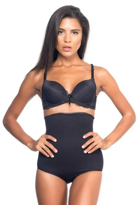 Yüksek Bel Desenli Slip Korse Emay 2079 - Siyah