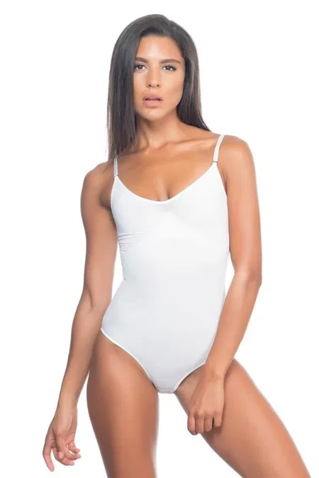 Desenli Yüksek Bel Slip Body Korse Emay 2072 - Beyaz