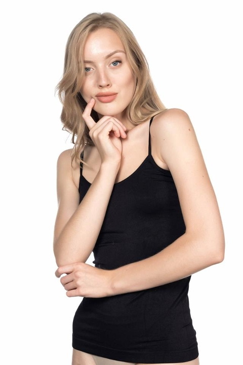 Yüksek Pamuklu Dikişsiz Kadın Atlet Emay 5001 - Siyah