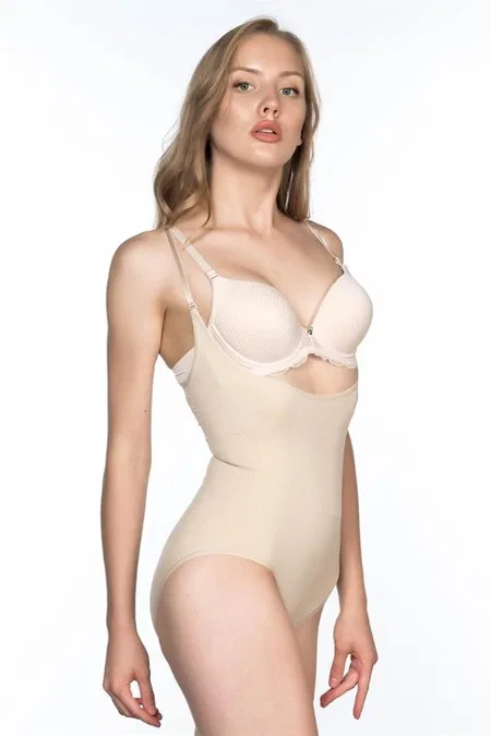 Dikişsiz Göğsü Açık Slip Boy Korse Emay 2023 - Ten