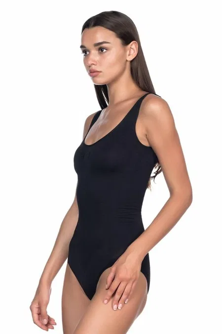 Dikişsiz Kalın Askılı Çıtçıtlı Body Emay 1924 - Siyah
