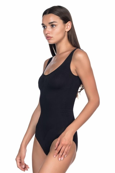 Dikişsiz Kalın Askılı Çıtçıtlı Body Emay 1924 - Siyah