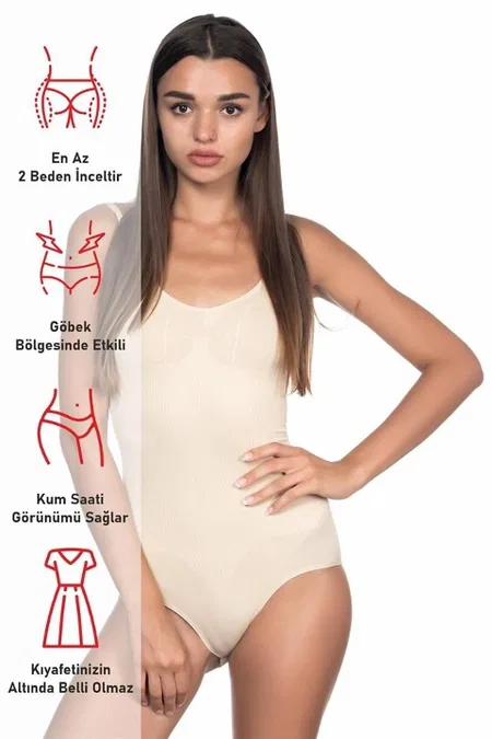 Dikişsiz Kalın Askılı Çıtçıtlı Body Emay 1924 - Ten