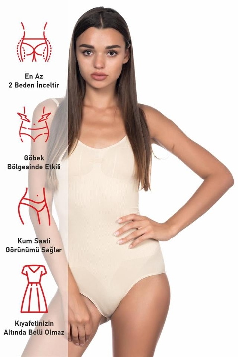 Dikişsiz Kalın Askılı Çıtçıtlı Body Emay 1924 - Ten