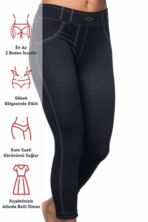 Esnek Yüksek Bel Dikişsiz Tayt Emay 3801 - Siyah