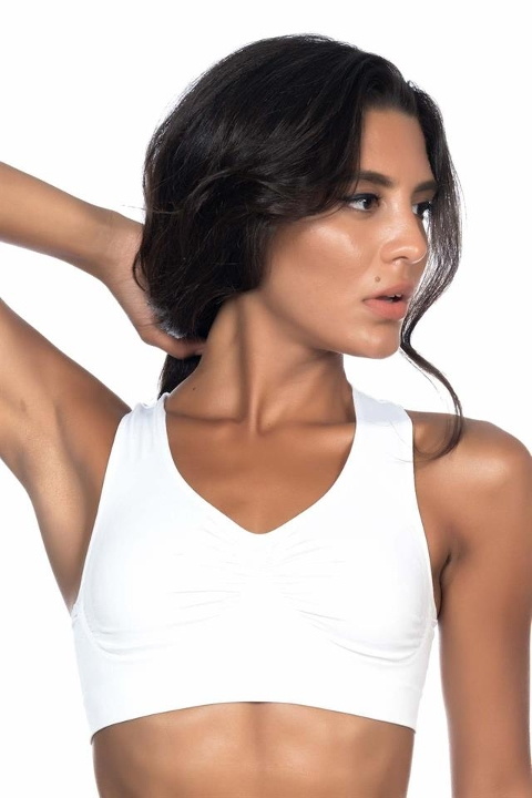 Dikişsiz Hafif Kompresyon Sporcu Sütyen Emay 4011 - Beyaz