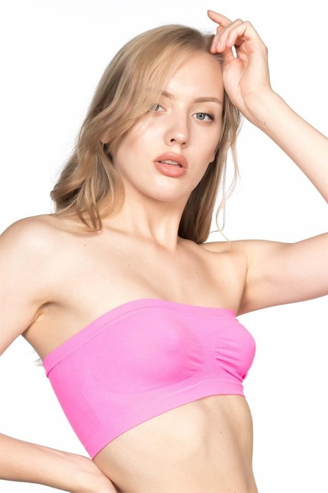 Dikişsiz Straplez Büstiyer Geniş Silikon Bantlı Emay 4002 - Fuşya