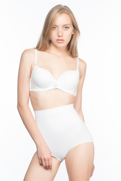 Yüksek Bel Dikişsiz Korse Emay 7024 - Beyaz
