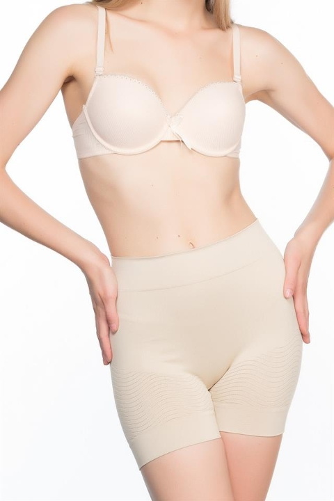 Dikişsiz Yapı ve Kademeli Kompresyonlu Boxer Korse Emay 2034 - Ten