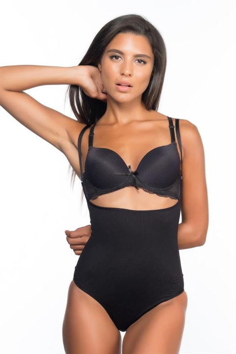 Dikişsiz Göğsü Açık Korse Emay 2073 - Siyah
