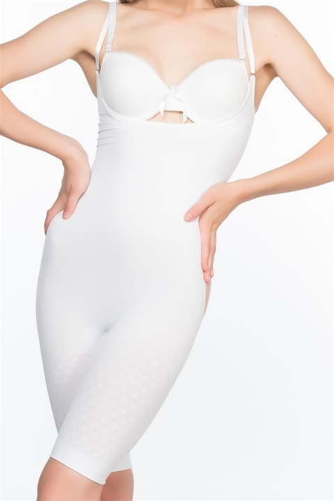 Kademeli Kompresyonlu Uzun Paçalı Korse Emay 2038 - Beyaz