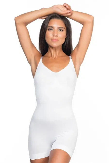 Kısa Paça Karın Masaj Özellikli Korse Emay 2059 - Beyaz