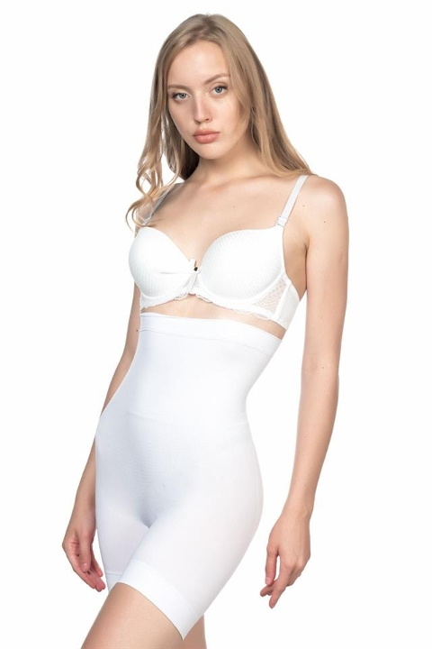 Dikişsiz Toparlayıcı Masaj Özellikli Paçalı Boxer Korse Emay 2056 - Beyaz