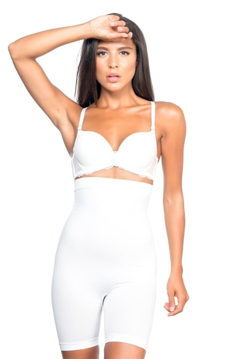 Yüksek Bel Desenli Boxer Korse Emay 2077 - Beyaz