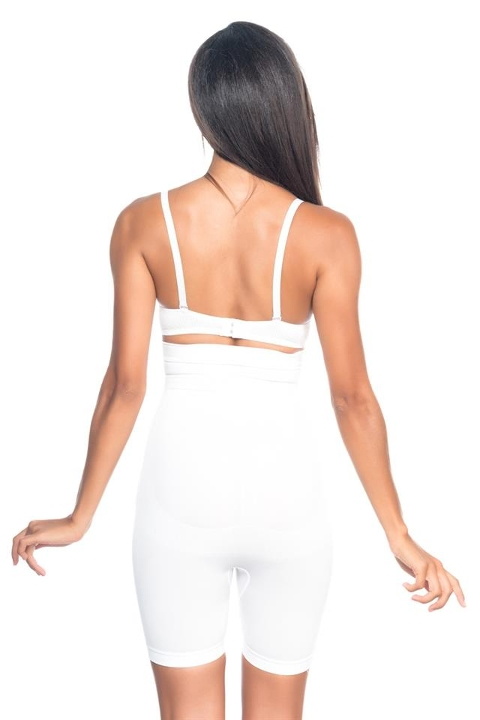 Yüksek Bel Desenli Boxer Korse Emay 2077 - Beyaz