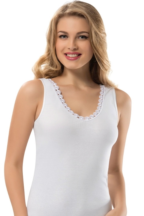 Pamuklu Ribana Atlet Kadın Erdem 2060 - Beyaz