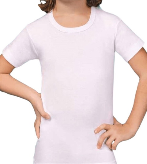 Pamuklu Lycra Kısa Kollu Atlet Erkek Çocuk Dono 3240 - Beyaz