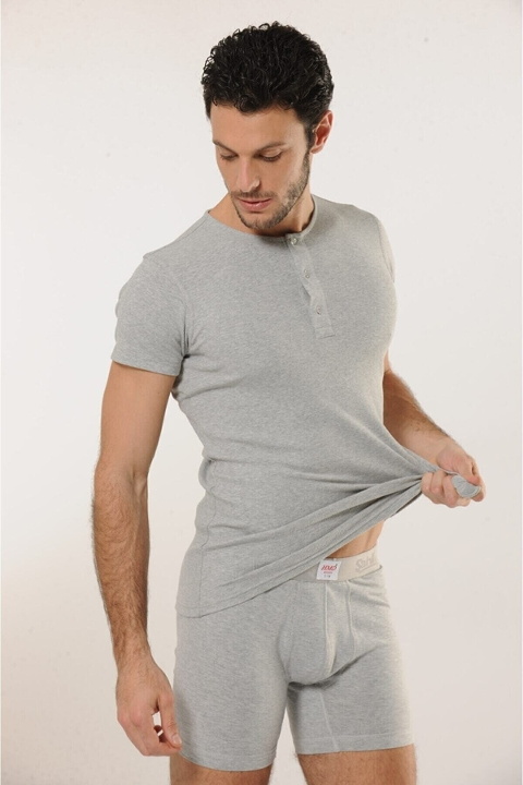Düğmeli Kollu Pamuklu Atlet HMD 506 - Gri