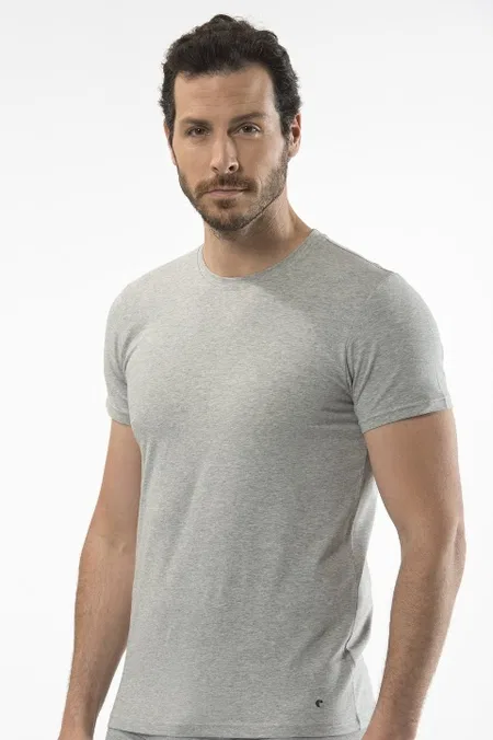 Pamuklu Kısa Kollu T-shirt Erkek Atlet Cacharel 1307 - Gri