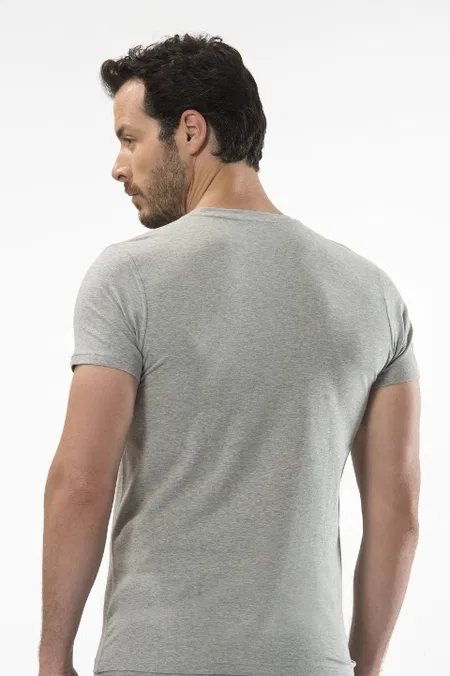 Pamuklu Kısa Kollu T-shirt Erkek Atlet Cacharel 1307 - Gri