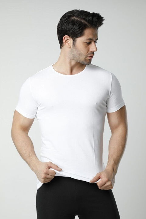 Pamuklu Likralı Bisiklet Yaka Atlet HMD 704 - 2