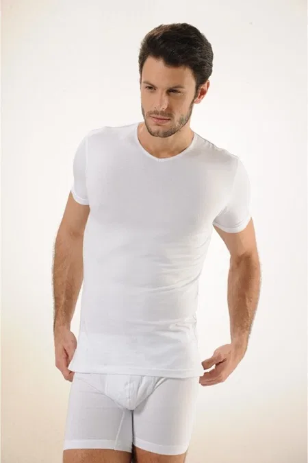 Pamuklu Likralı V Yaka Atlet HMD 702 - 2