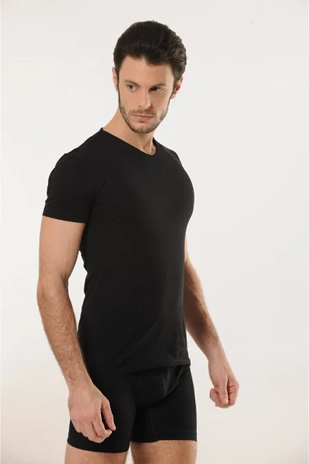 Pamuk Elastan V Yaka Erkek Atlet HMD 703 - 2